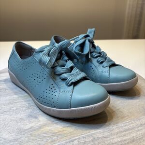Dansko Orli Blue Aqua Leather Lace-Up Shock Sole Comfort Sneakers US‎ Size 6.5